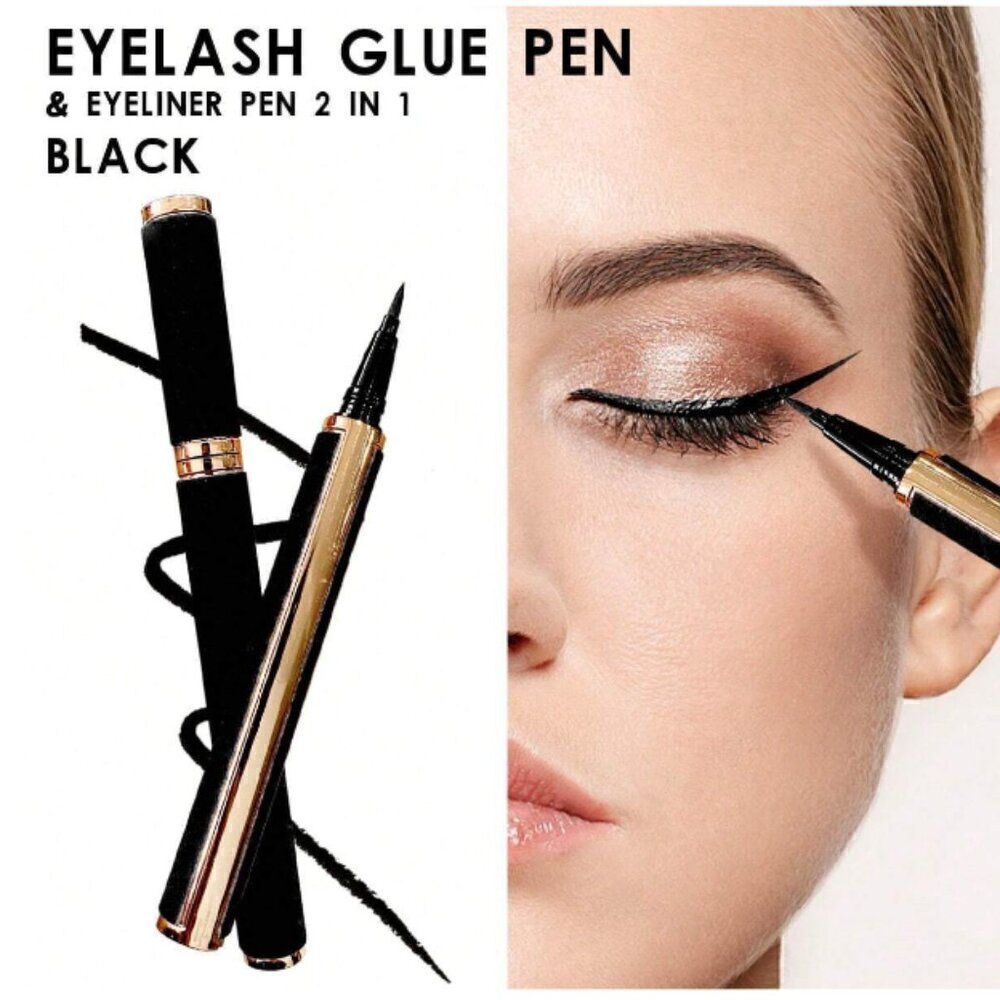 New! Black Velvet Self-Adhesive False Eyelashes 2 In 1 Glue Pen. So Easy!!!!